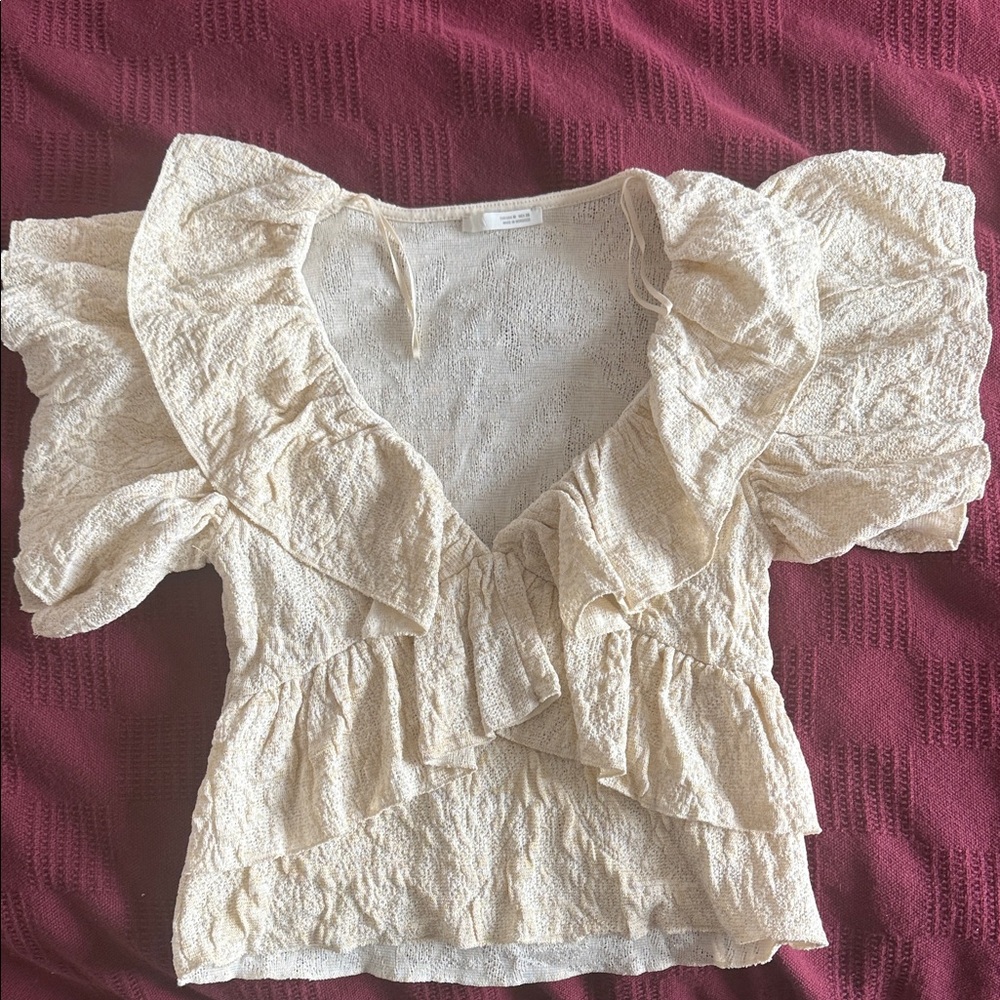 Zara Cream Ruffled Blouse